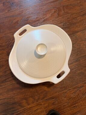 50s MCM Florence Ceramics White Semi Porcelain Covered Serving Bowl